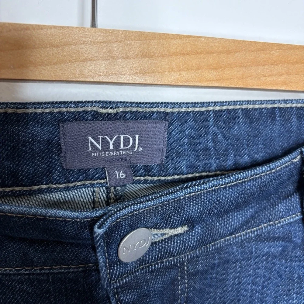 NYDJ Teresa Wide Leg Jeans Womens Size 16 Dark Wash Blue Mid Rise Stretch